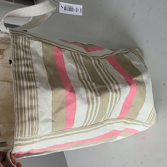 Aritzia stripped canvas tote NWT Beach Boho  Coastal - Picture 5 of 8